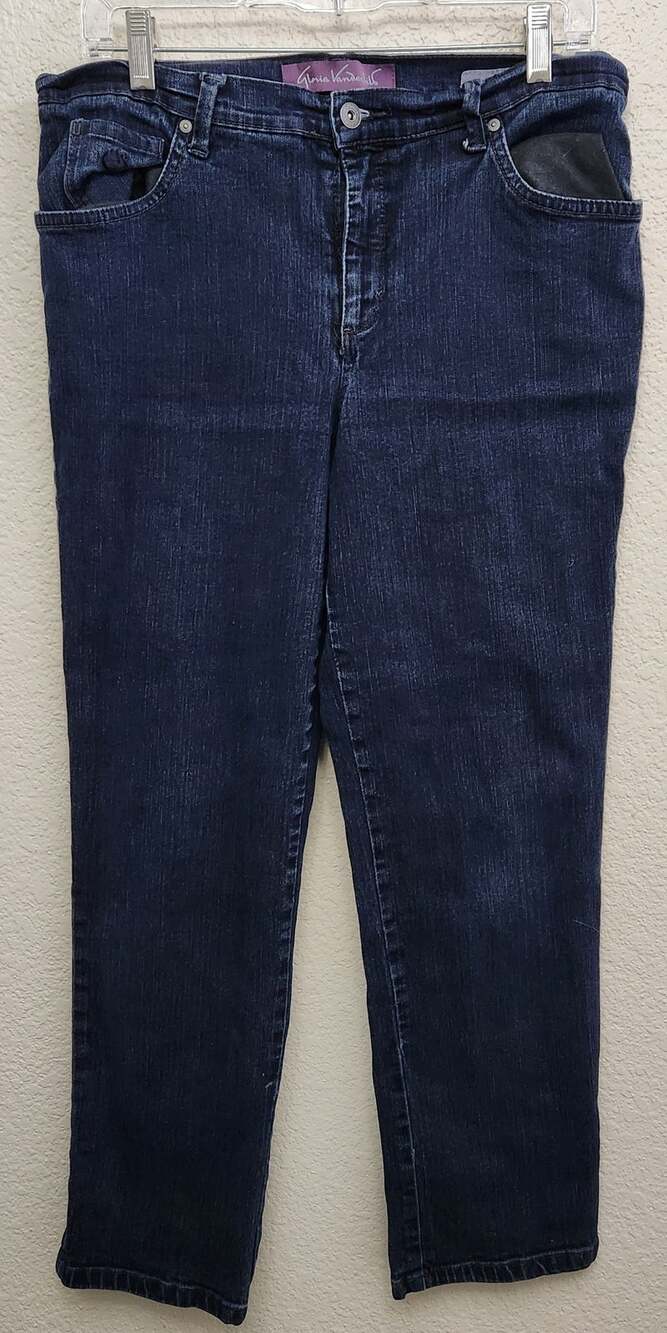 Gloria Vanderbilt Dark Blue "Amanda" Flat Front Jeans 12 Lightweight Soft